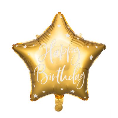 16In Happy Birthday Gold Glossy Foil Balloon