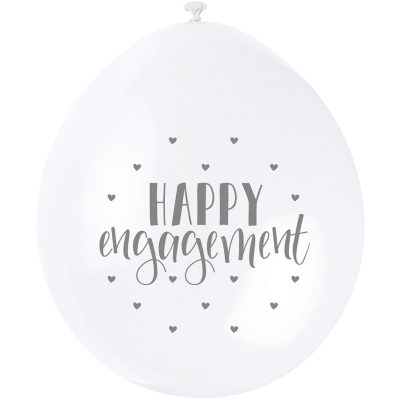 Happy Engagement White Latex Balloons (22cm) – Perfect for Showcasing Engagement Moments – 10ct