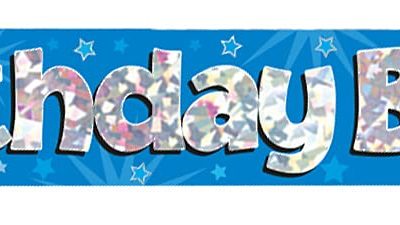 9ft Banner Birthday Boy Blue Holographic