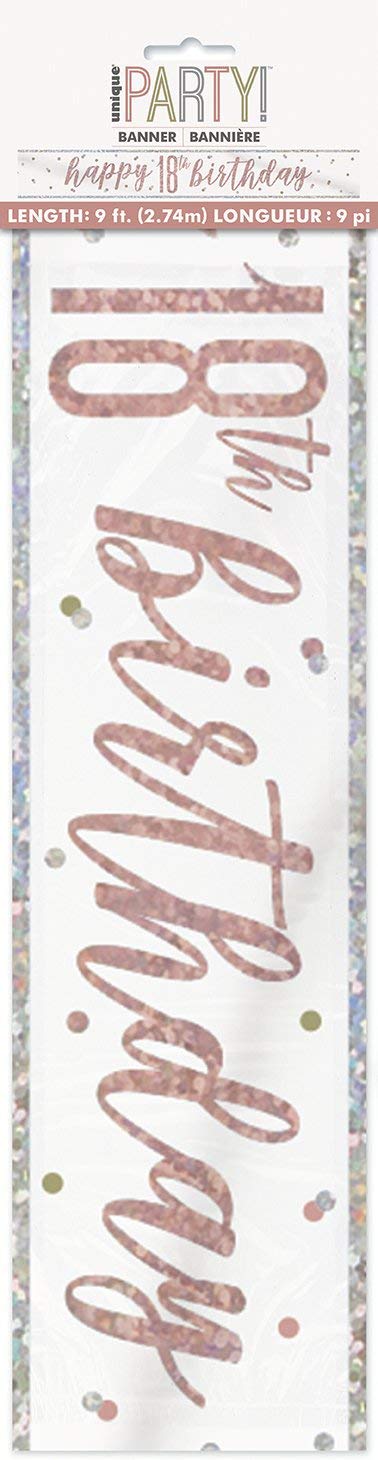 Stunning Rose Gold Happy 18th Birthday Banner (274cm)