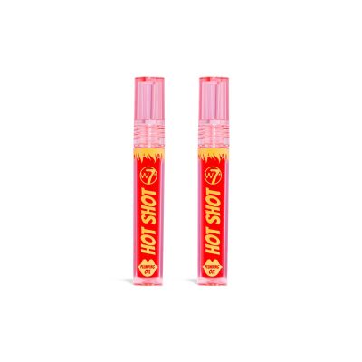W7 Hot Shot Plumping Oil Bundle – Enhancing & Repairing Plump Effect For Fuller Lips – Clear & Soft, Natural, Everyday Lip Care – 2 Pack, 1. count