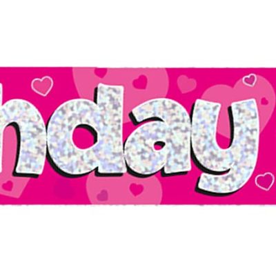 9ft Banner Birthday Girl Pink Holographic