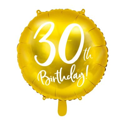 PartyDeco Foil Balloon 45cm for 30th Birthday – Gold “30” Balloon, Helium & Air Compatible, Sturdy, Perfect Birthday Decoration for Men and Women