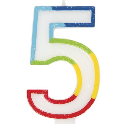 Vibrant Rainbow Border Number 5 Birthday Candle (7cm x 12cm) – Stunning Multi-Colored Party Decor – Uniquely Crafted for Celebratory Milestones – 1 Pc