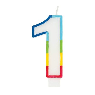 Vibrant Rainbow Border Number 1 Birthday Candle (7cm x 12cm) – Stunning Multi-Colored Party Decor – Uniquely Crafted for Celebratory Milestones – 1 Pc