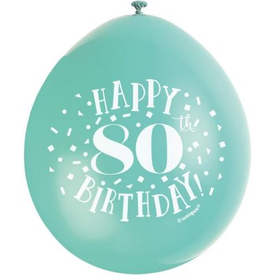 Happy 80th Birthday Assorted Colors Latex Balloons (22cm) Pack of 10 – Festive & Fun Party Decorations, Green