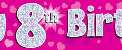Oaktree UK 9ft Banner Happy 8th Birthday Pink