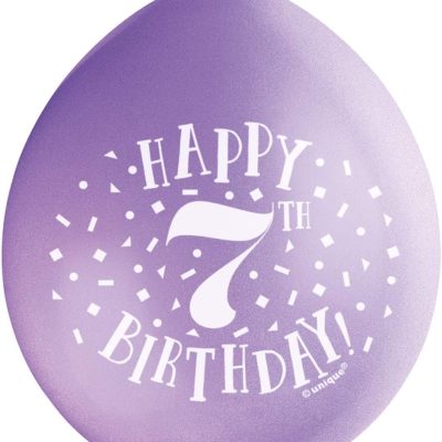 Happy 7th Birthday Assorted Colors Latex Balloons (22cm) Pack of 10 – Festive & Fun Party Decorations