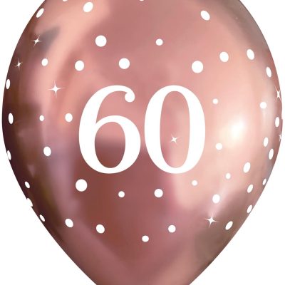 11″ Latex Balloons Sparkling Fizz Rose Gold 60th x 6pcs