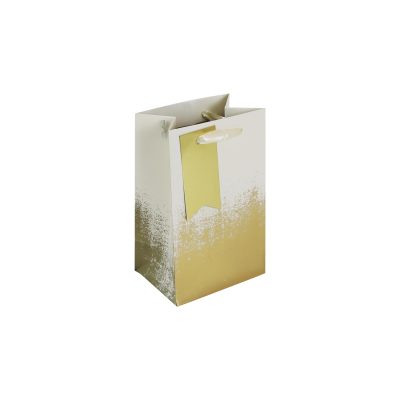 Eurowrap Gold/Cream Distressed Gift Bag With Gift Tag – Gift Bag for Him, Her, Christmas, Weddings, Birthdays, Mother’s Day – Birthday Gift Wrap Occasion Present – Small Size