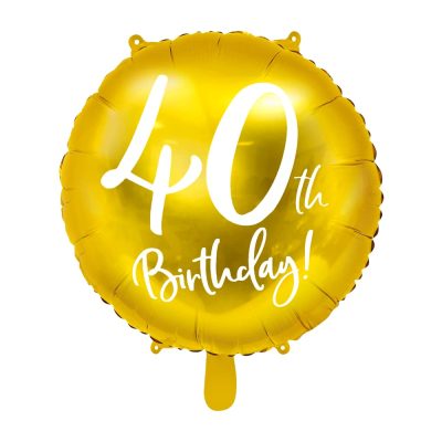 PartyDeco Foil Balloon 45cm for 40th Birthday – Gold “40” Balloon, Helium & Air Compatible, Sturdy, Perfect Birthday Decoration for Men and Women