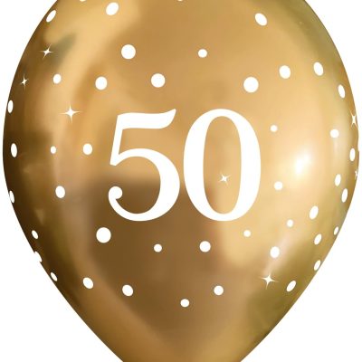 11″ Latex Balloons Sparkling Fizz Gold 50th x 6pcs