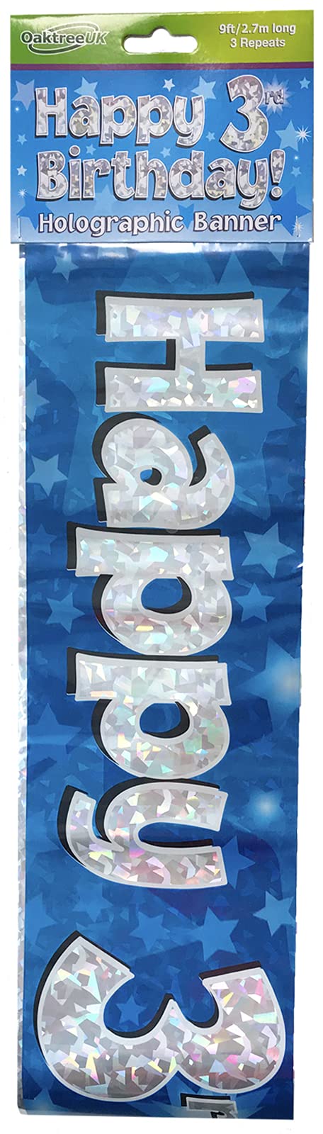 Oaktree UK 9ft Banner Happy 3rd Birthday Blue