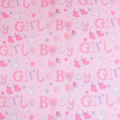 Simon Elvin BABY GIRL WRAPPING PAPER – 2 SHEETS OF GIFT WRAP & ONE TAG – SE2595
