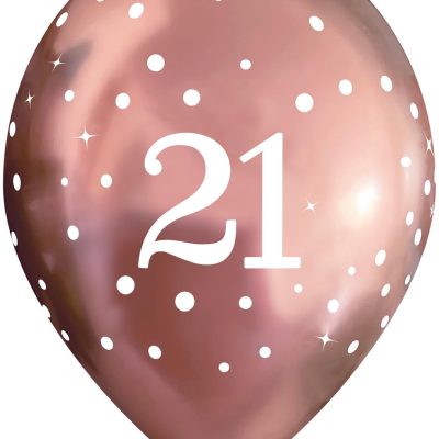 11″ Latex Balloons Sparkling Fizz Rose Gold 21st x 6pcs