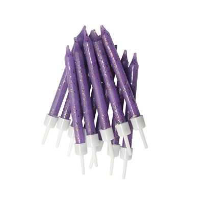 Anniversary House Purple Glitter Birthday Candles Set of 12 – with Holders 7.5cm – Premium Cake Toppers for Birthday Decorations, Anniversary & Celebration – Elegant Birthday Candle Pack