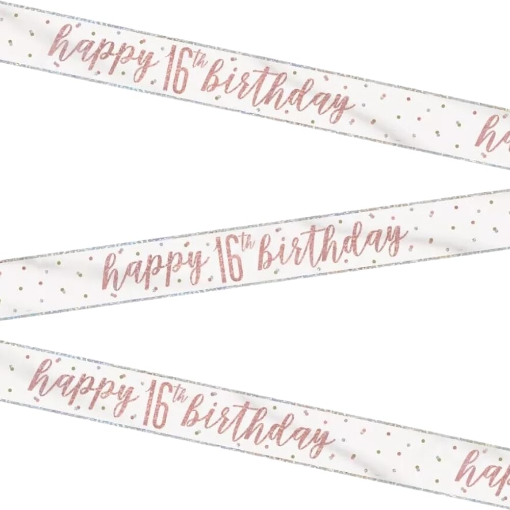 Stunning Rose Gold Happy 16th Birthday Banner (274cm)