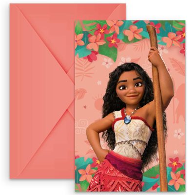 6 Moana 2 Invitations – Pink