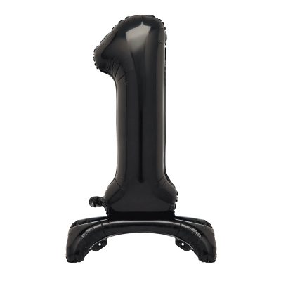 Unique Black Standing Number 1 Foil Balloon 30″, Packaged
